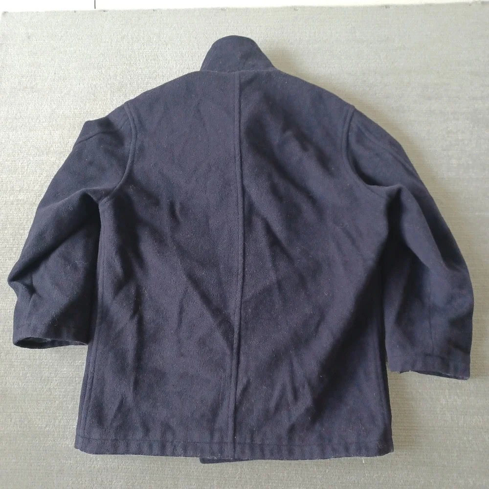 Vintage J. Crew Oarsman Wool Pea Coat Mens Small Navy Blue Heavyweight Casual